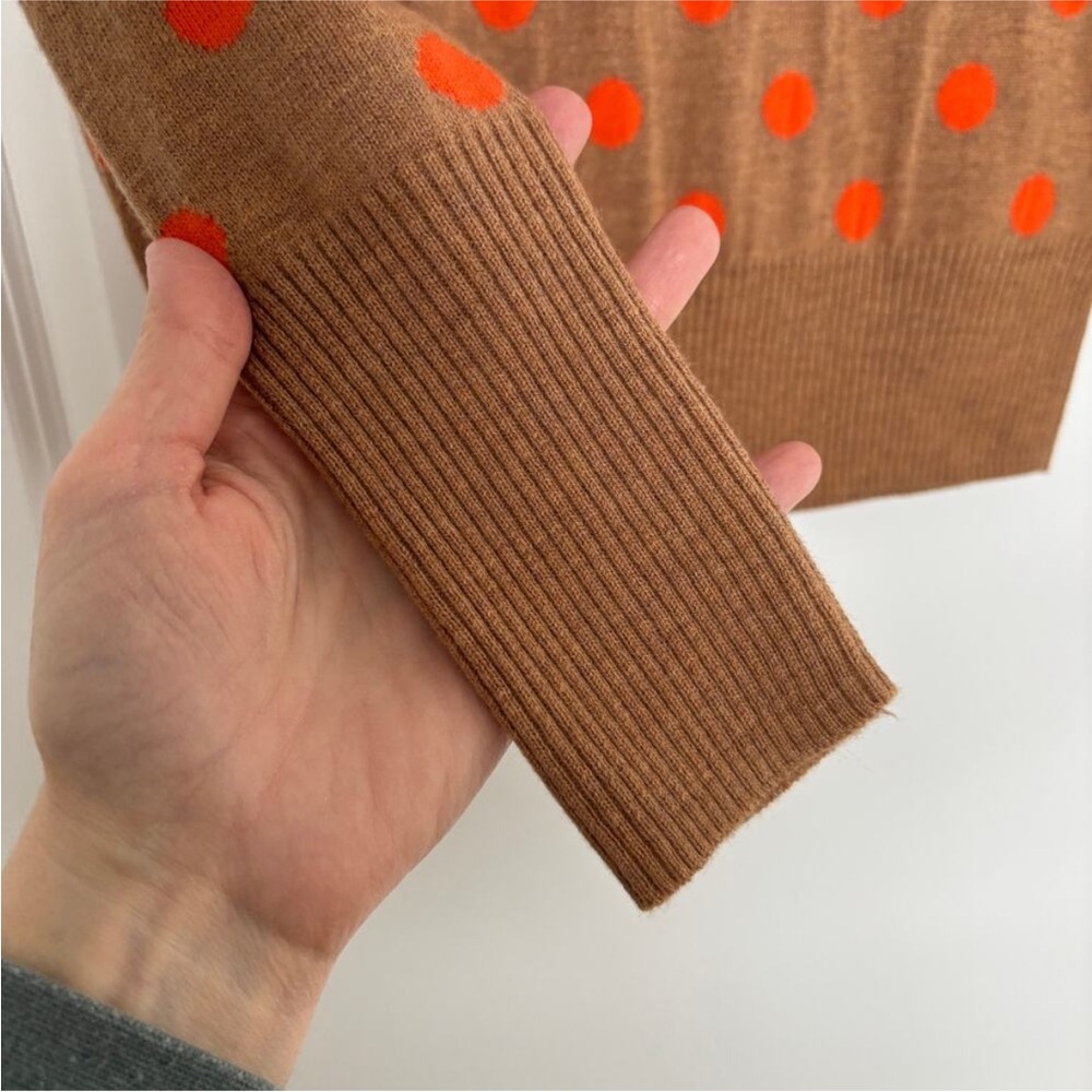 GAP Tan Sweater with Orange Polka Dots - Picture 2 of 5